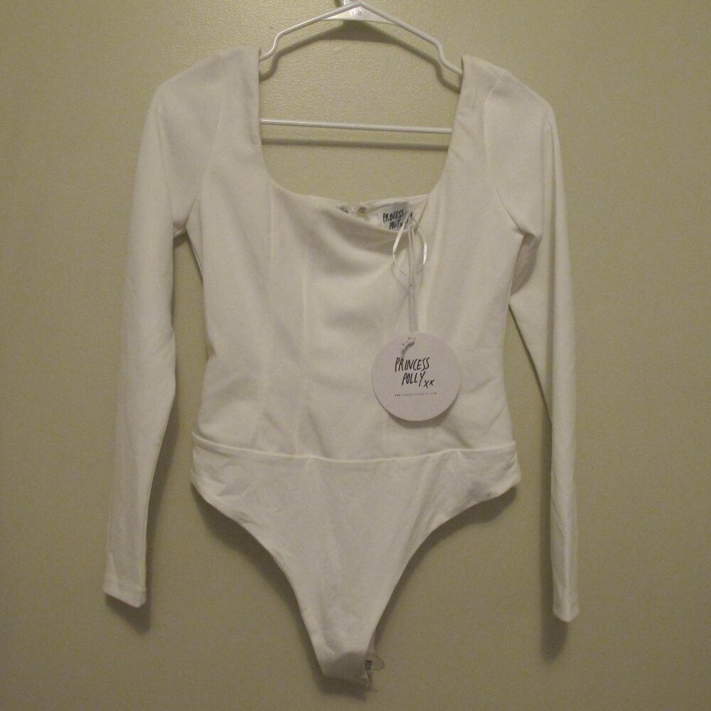 NWT Princess Polly Janie Bodysuit White Long Sleeve Top